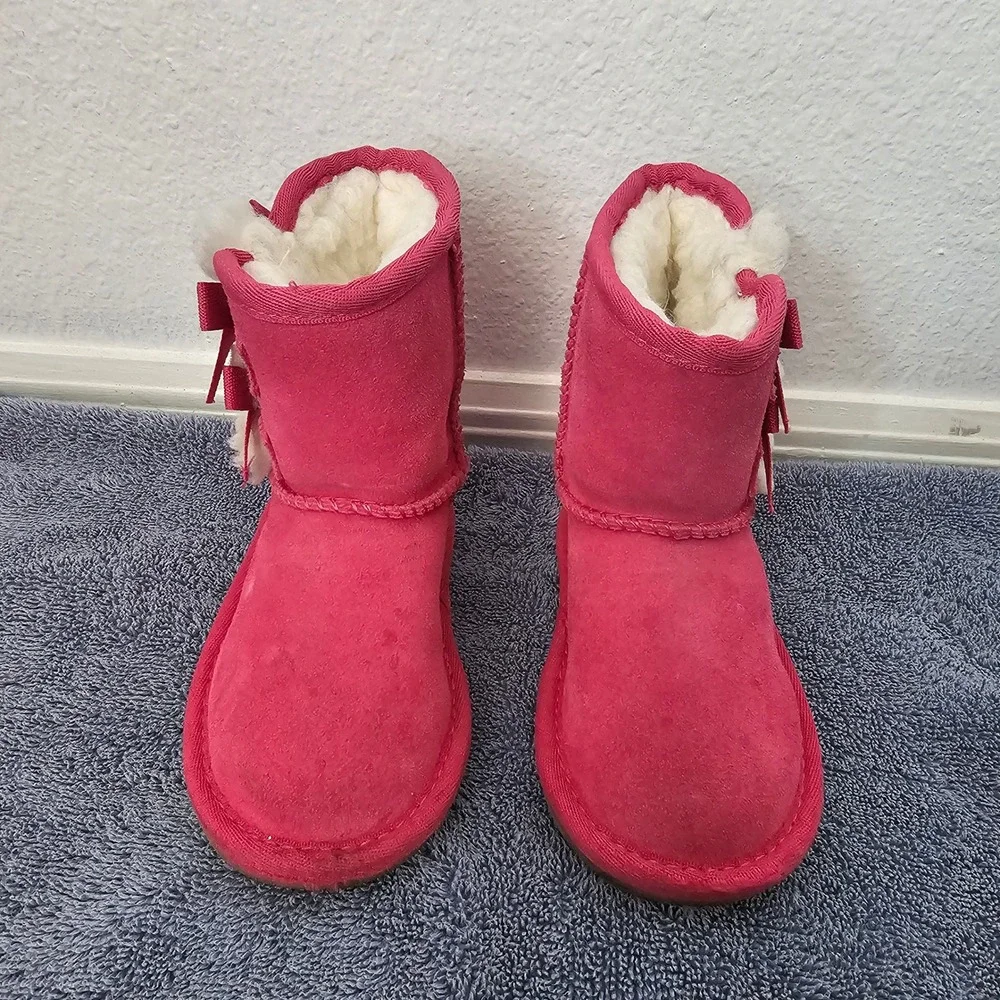 Koolaburra by UGG Victoria Pink Suede Bow Boots Toddler Size 6 1090330